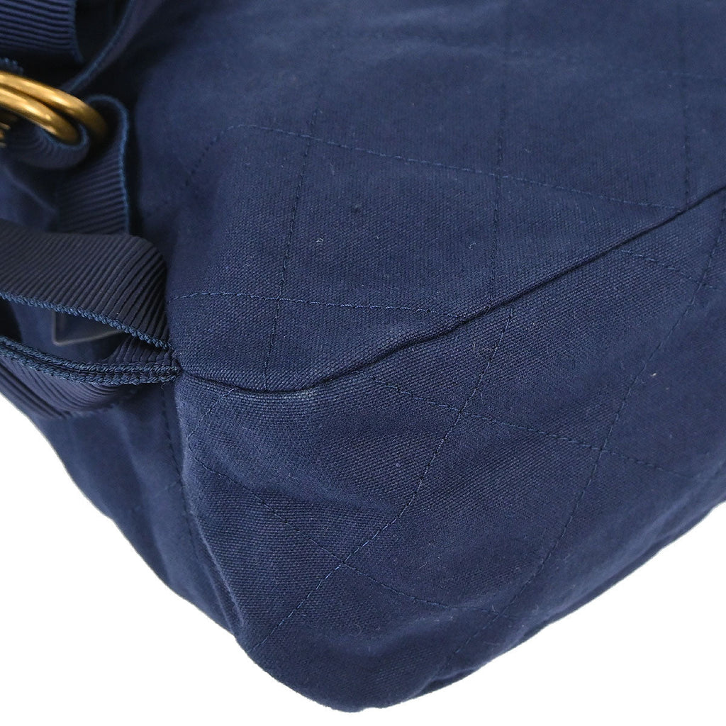 Chanel Navy Canvas Double Waist Bag Backpack