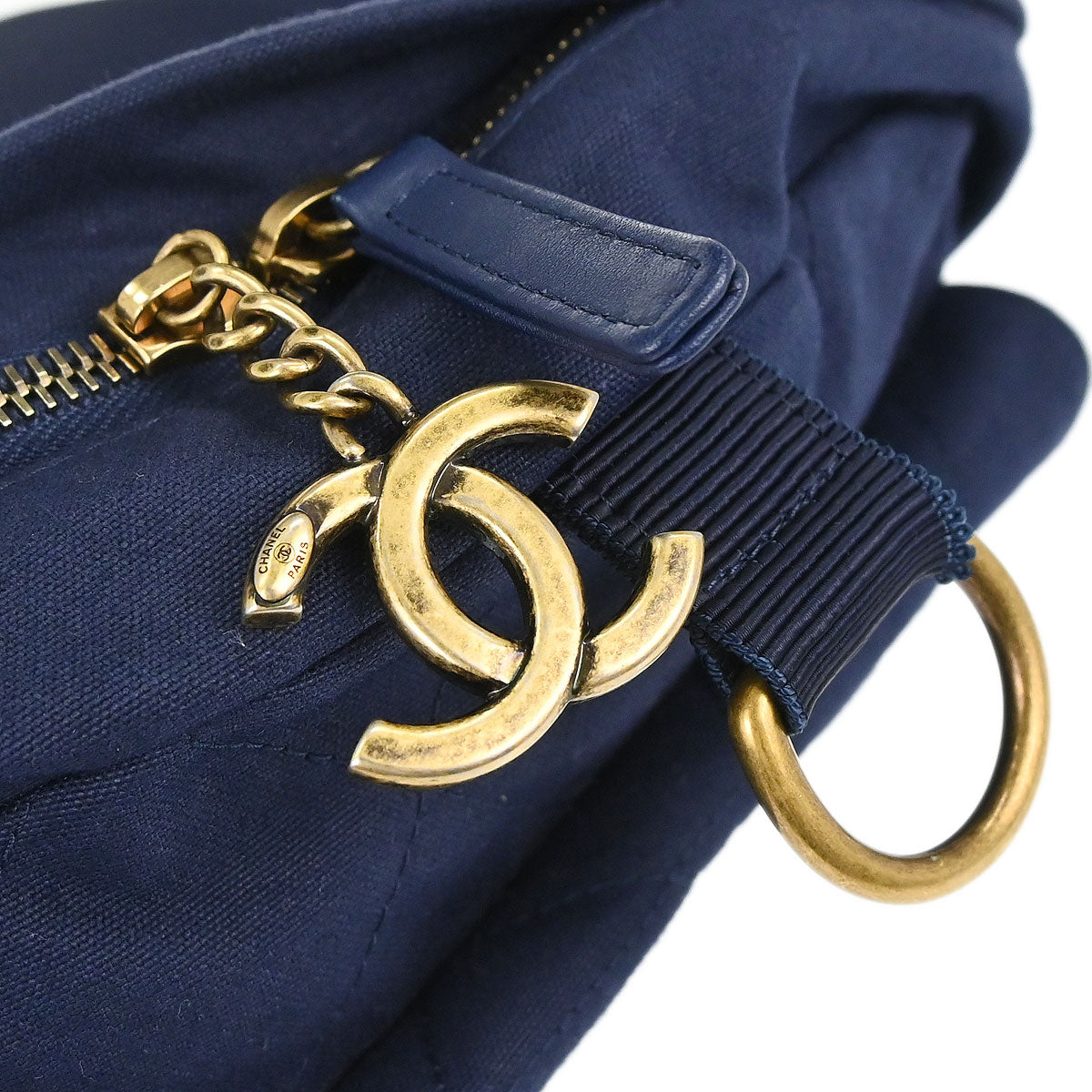 Chanel Navy Canvas Double Waist Bag Backpack