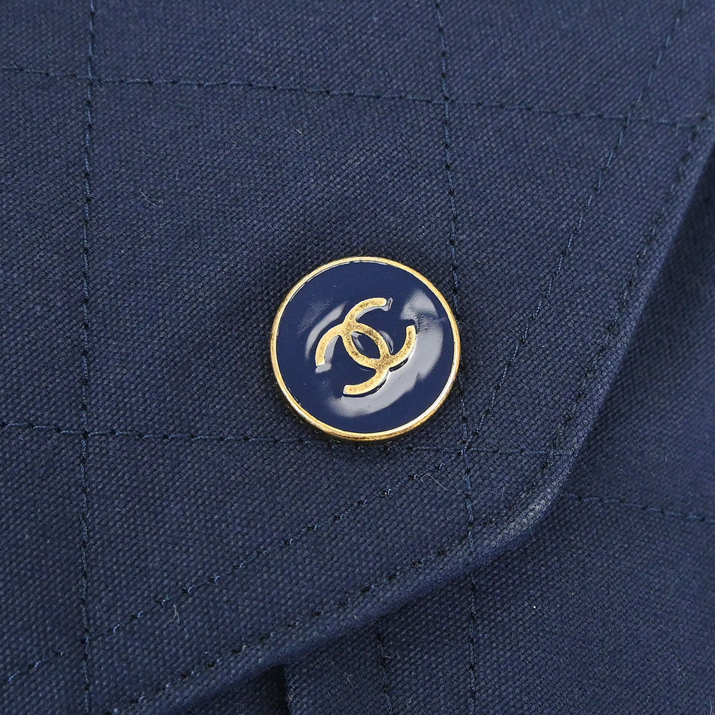 Chanel Navy Canvas Double Waist Bag Backpack