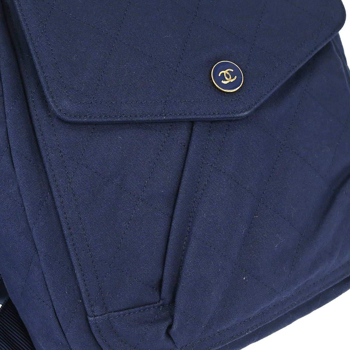 Chanel Navy Canvas Double Waist Bag Backpack