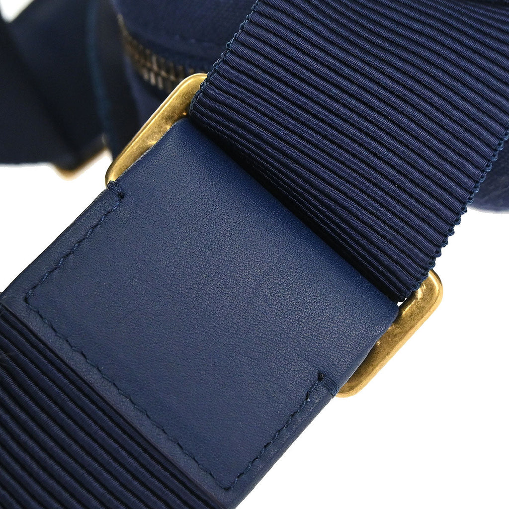 Chanel Navy Canvas Double Waist Bag Backpack