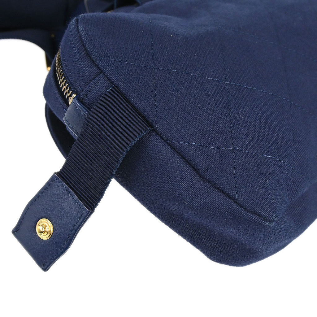 Chanel Navy Canvas Double Waist Bag Backpack