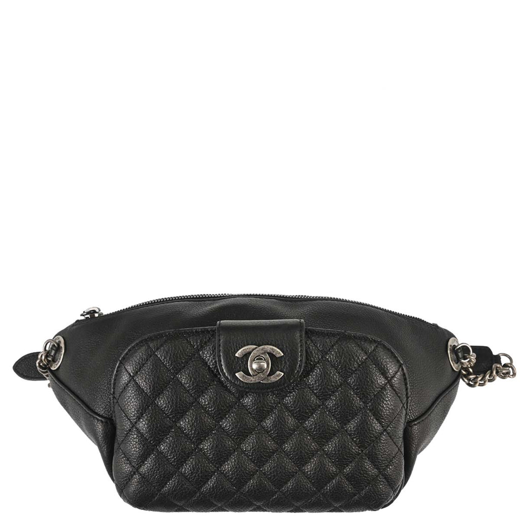 Chanel 2016-2017 Black Calfskin Waist Bum Bag