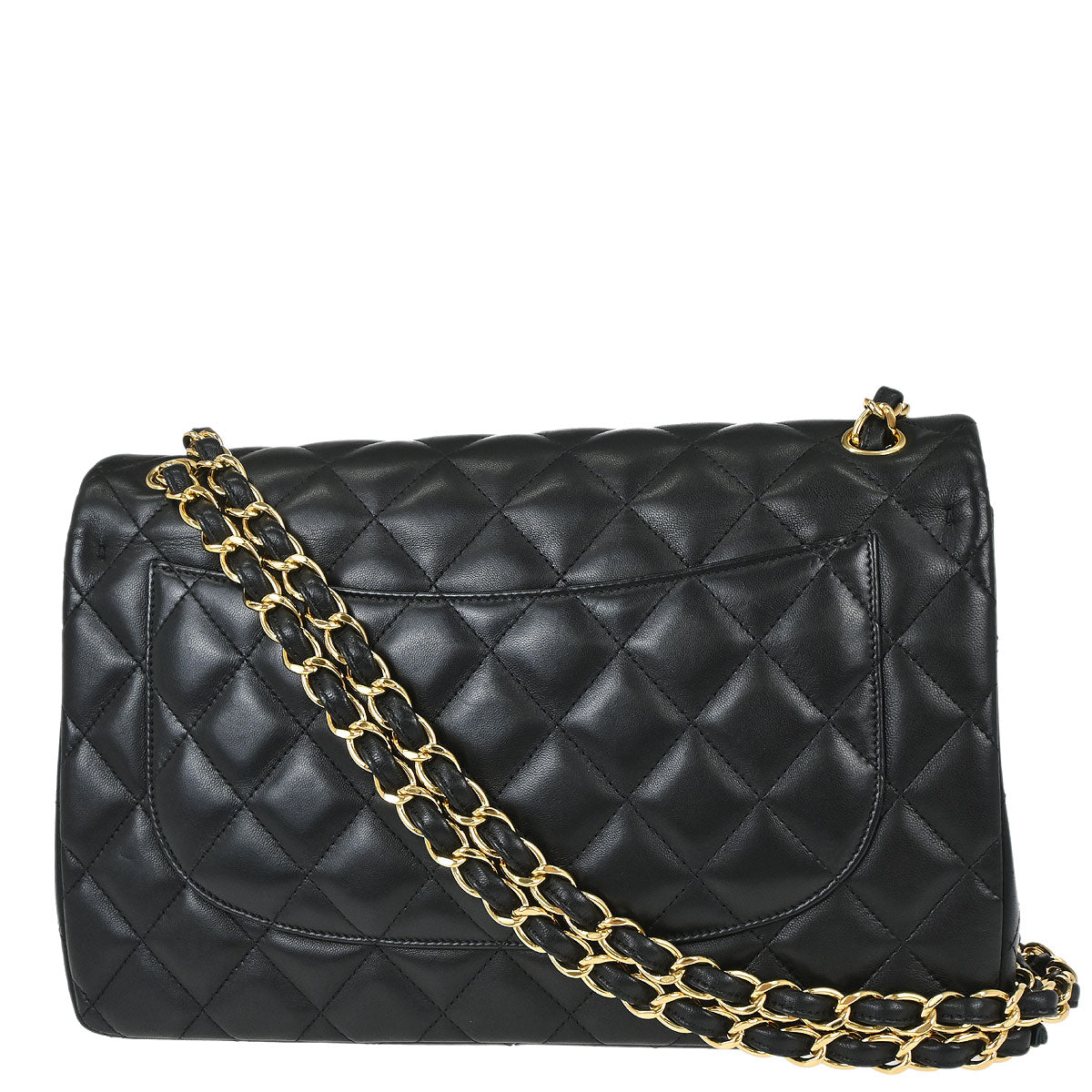 Chanel 2018 Black Lambskin Jumbo Classic Double Flap Shoulder Bag