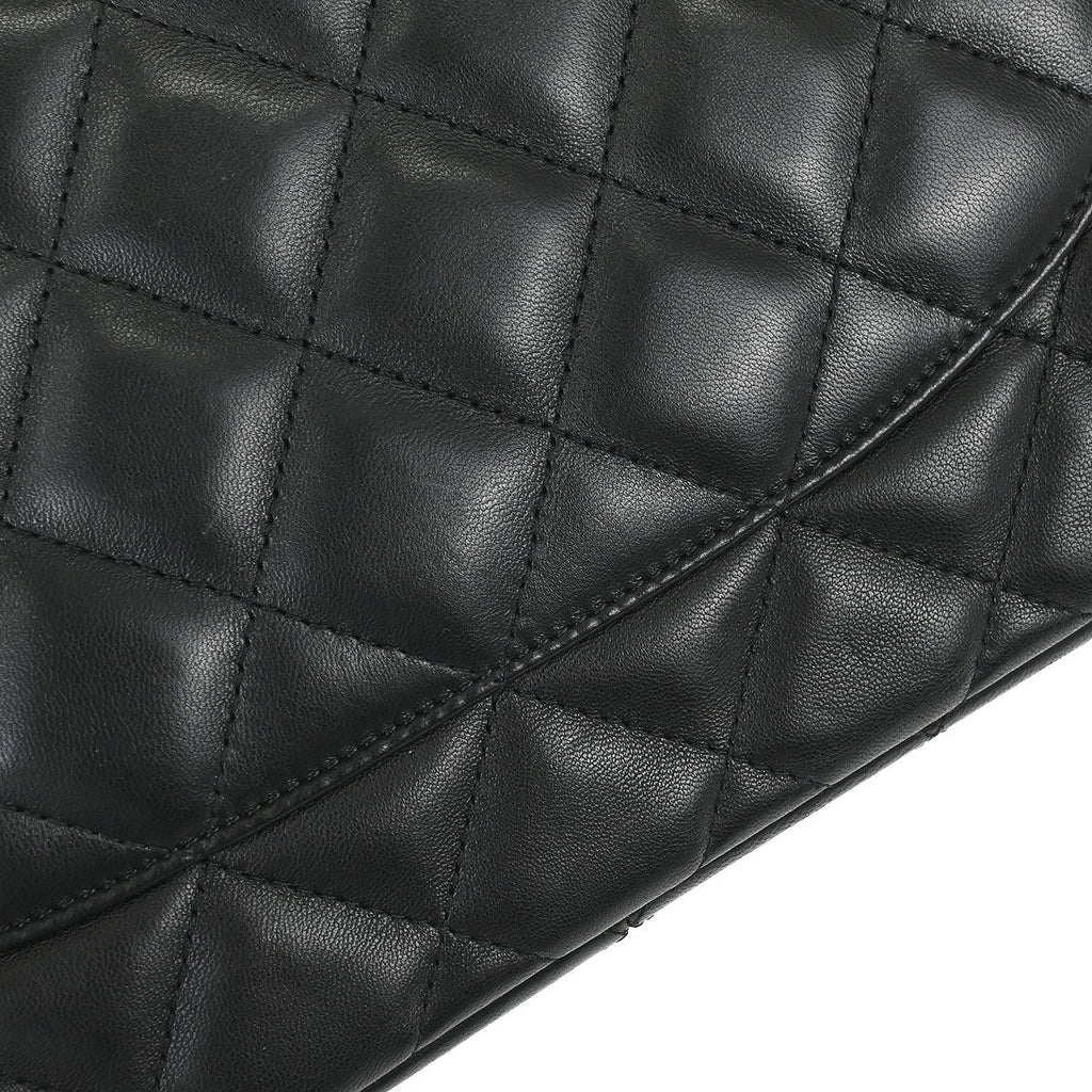 Chanel 2018 Black Lambskin Jumbo Classic Double Flap Shoulder Bag