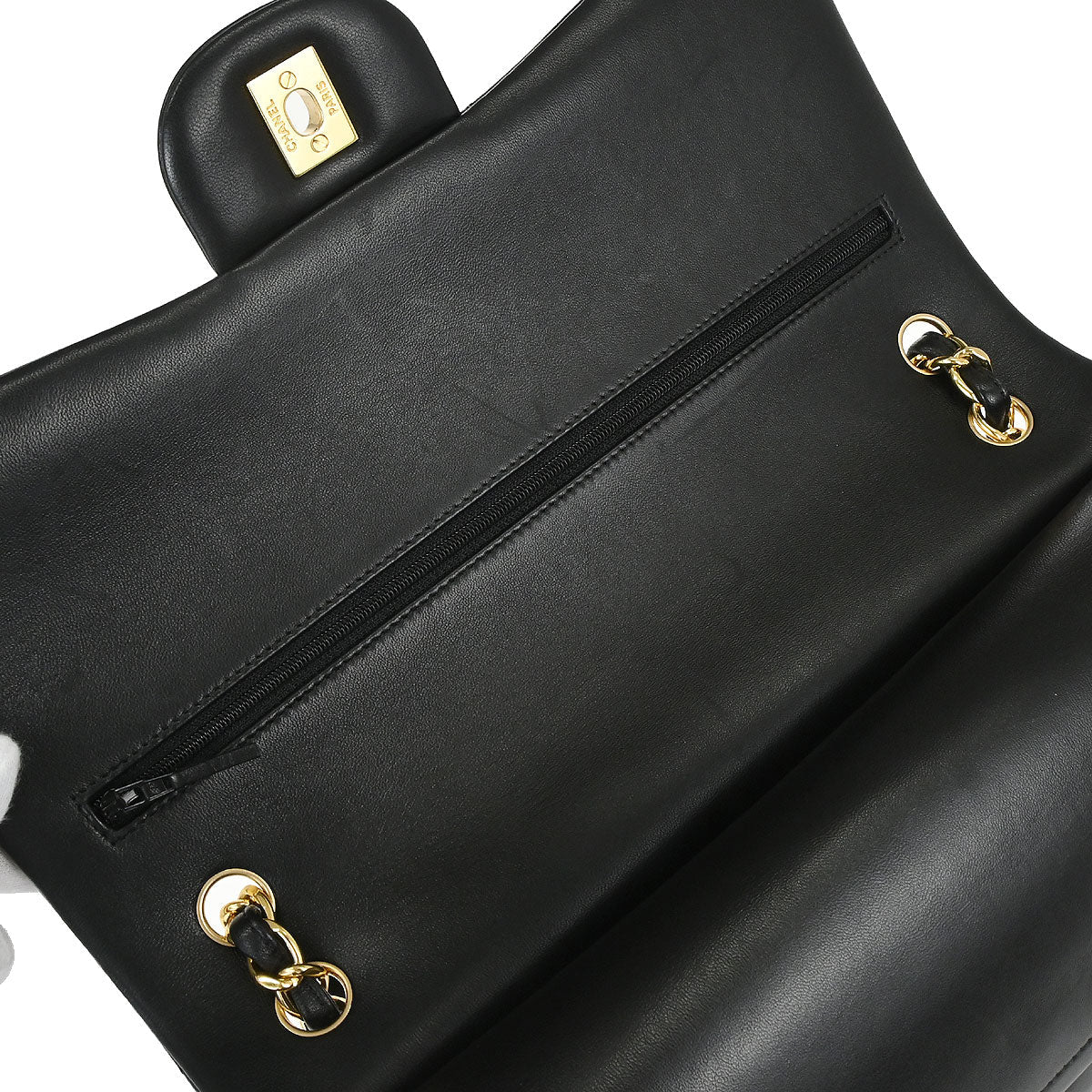 Chanel 2018 Black Lambskin Jumbo Classic Double Flap Shoulder Bag