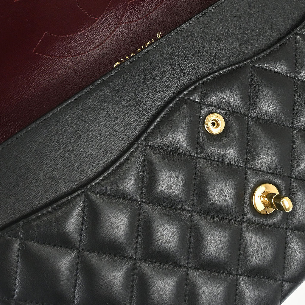 Chanel 2018 Black Lambskin Jumbo Classic Double Flap Shoulder Bag