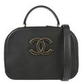 Chanel Black Calfskin Goatskin Coco Curve Vanity Bag 2way Shoulder Handbag