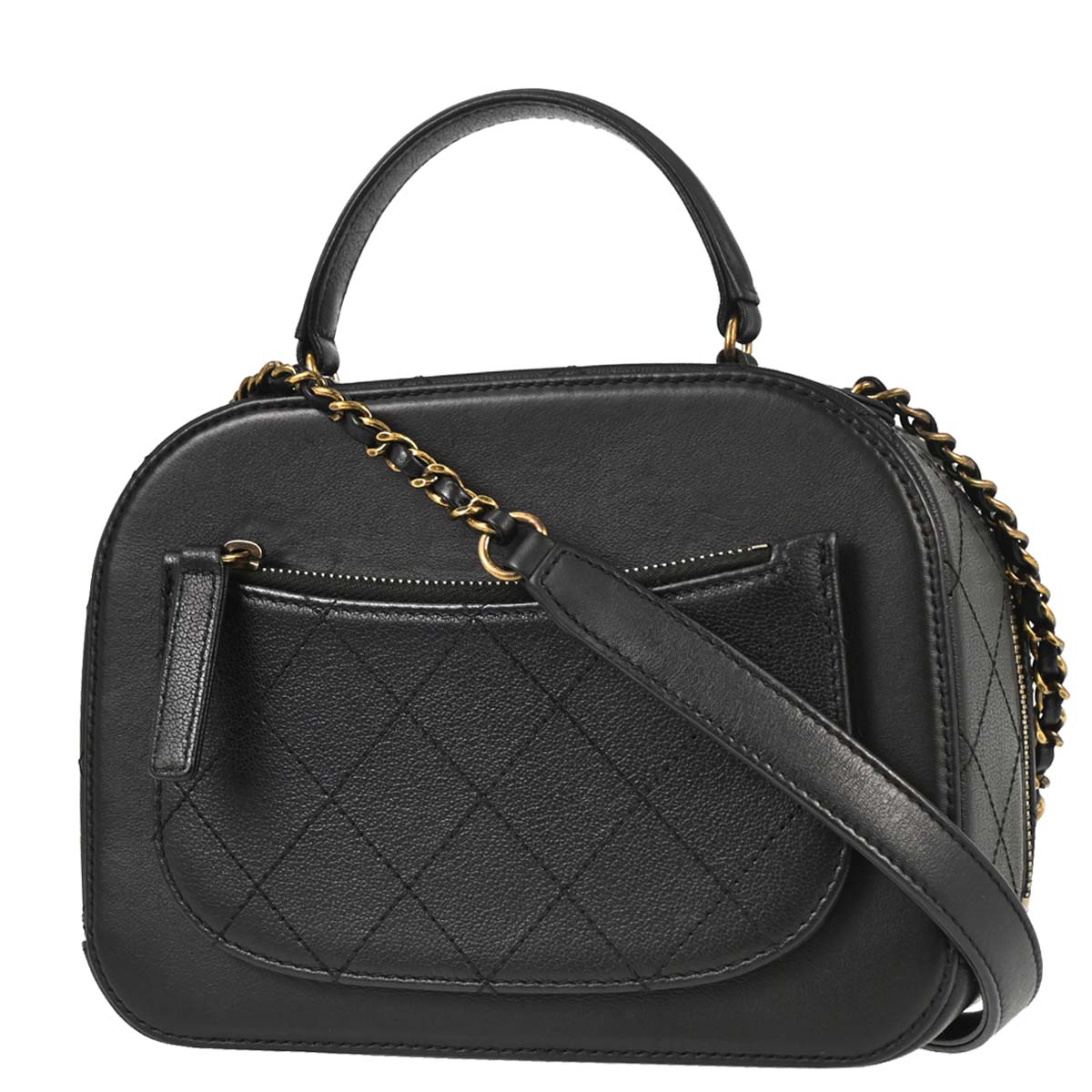 Chanel Black Calfskin Goatskin Coco Curve Vanity Bag 2way Shoulder Handbag
