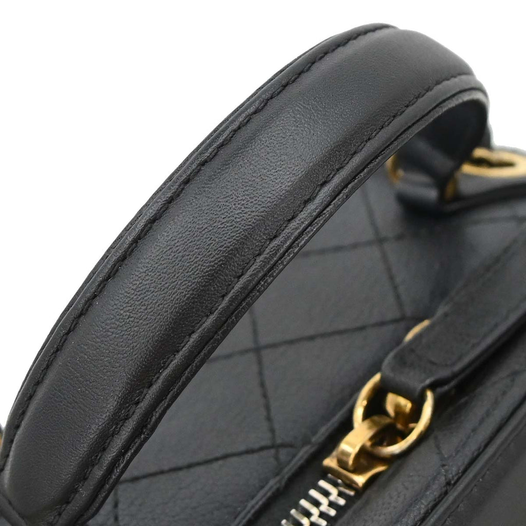 Chanel Black Calfskin Goatskin Coco Curve Vanity Bag 2way Shoulder Handbag