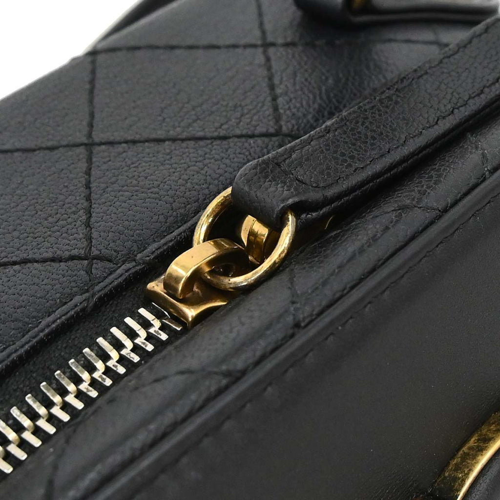 Chanel Black Calfskin Goatskin Coco Curve Vanity Bag 2way Shoulder Handbag