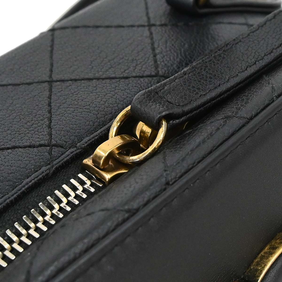 Chanel Black Calfskin Goatskin Coco Curve Vanity Bag 2way Shoulder Handbag