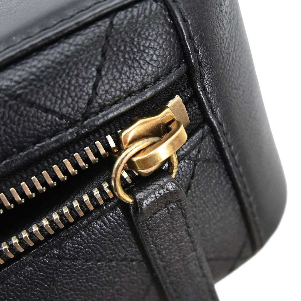 Chanel Black Calfskin Goatskin Coco Curve Vanity Bag 2way Shoulder Handbag