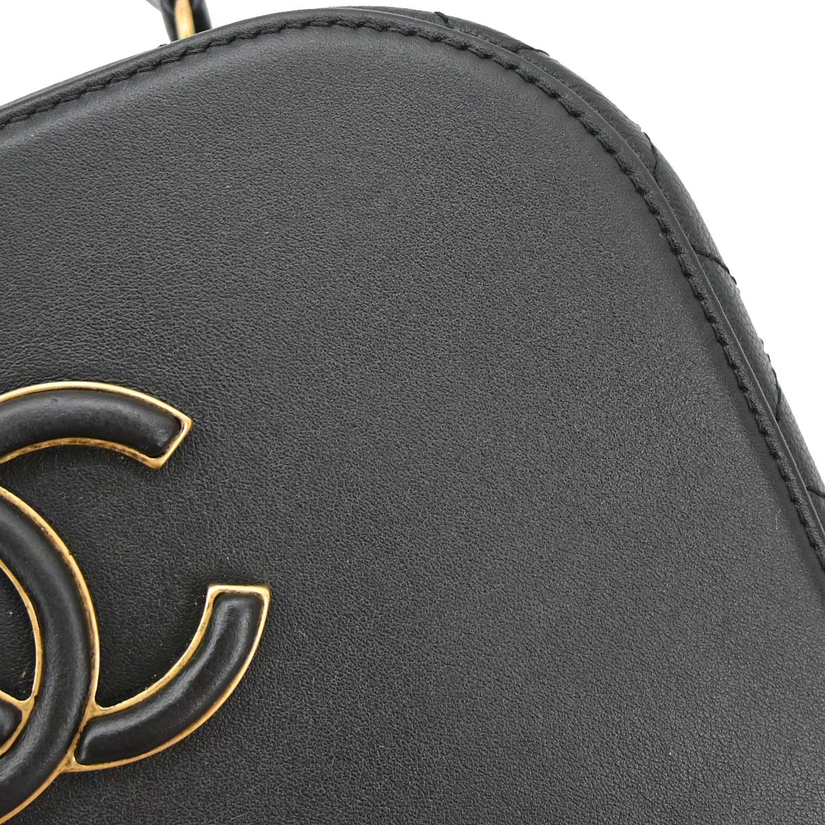 Chanel Black Calfskin Goatskin Coco Curve Vanity Bag 2way Shoulder Handbag