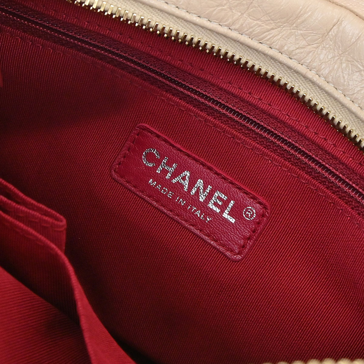 Chanel 2019 Beige Black Calfskin Medium Gabrielle Shoulder Bag