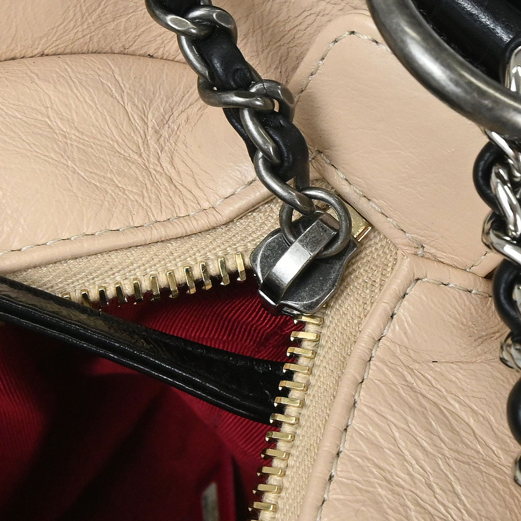 Chanel 2019 Beige Black Calfskin Medium Gabrielle Shoulder Bag