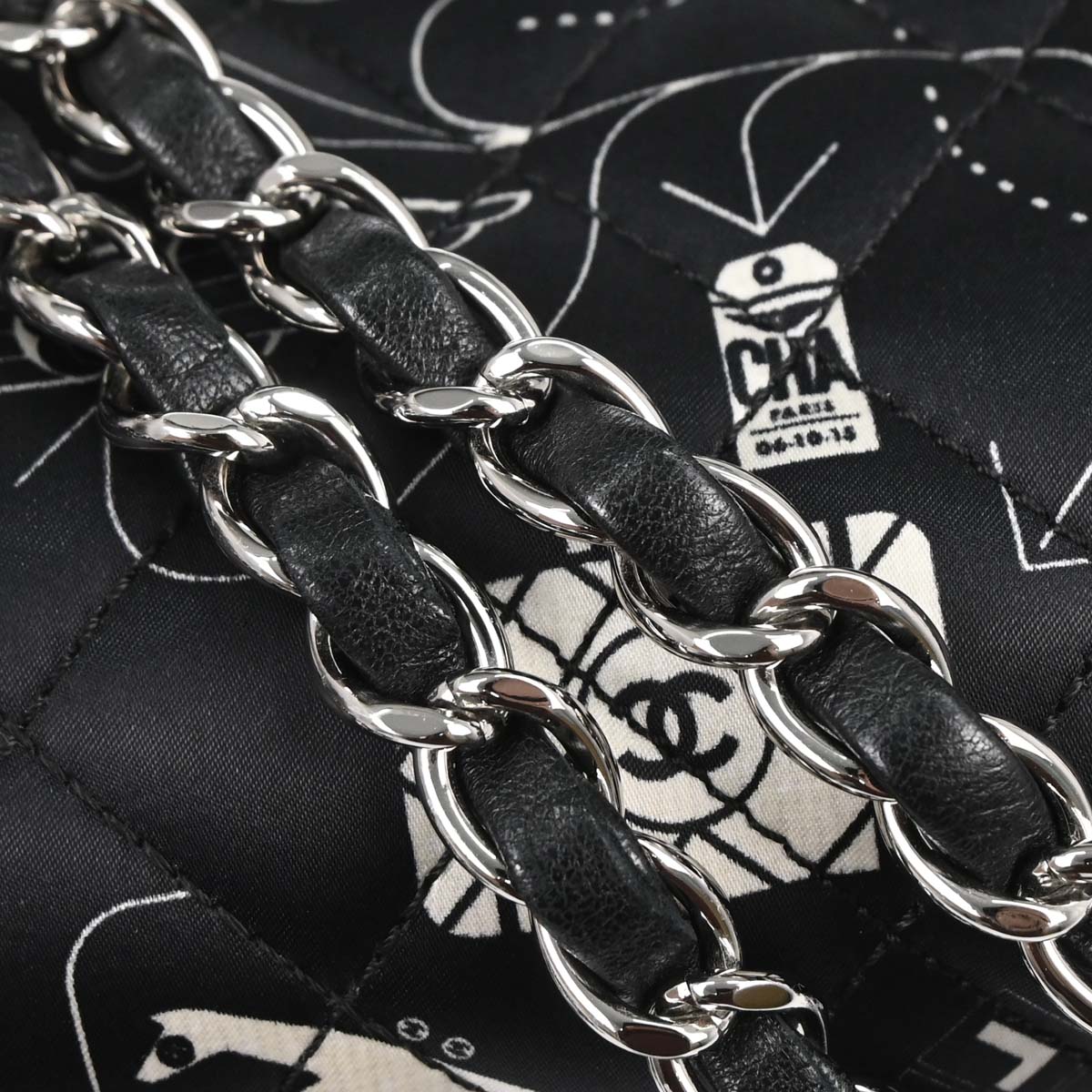 Chanel 2016-2017 Black Satin Airline Medium Classic Double Flap Shoulder Bag