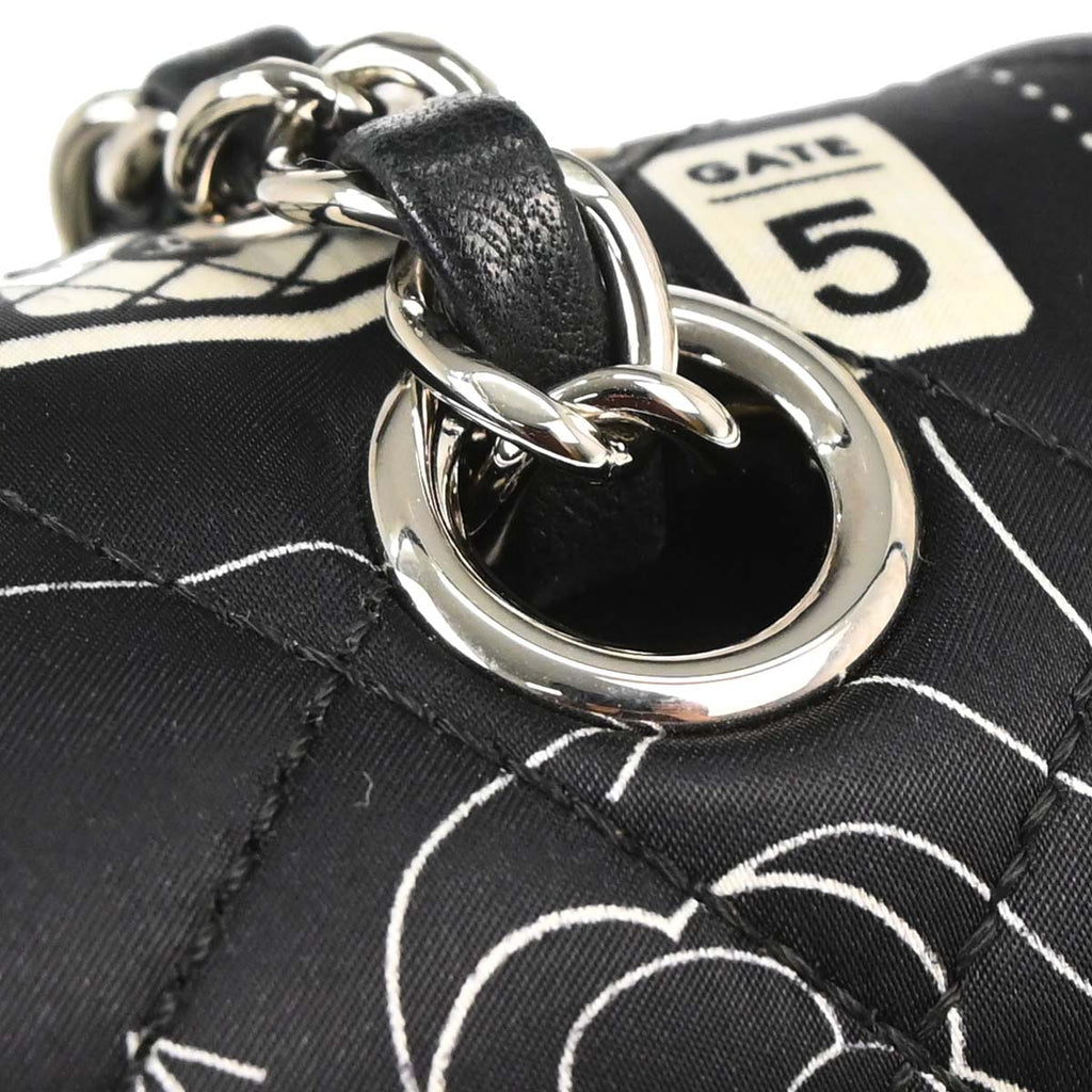 Chanel 2016-2017 Black Satin Airline Medium Classic Double Flap Shoulder Bag