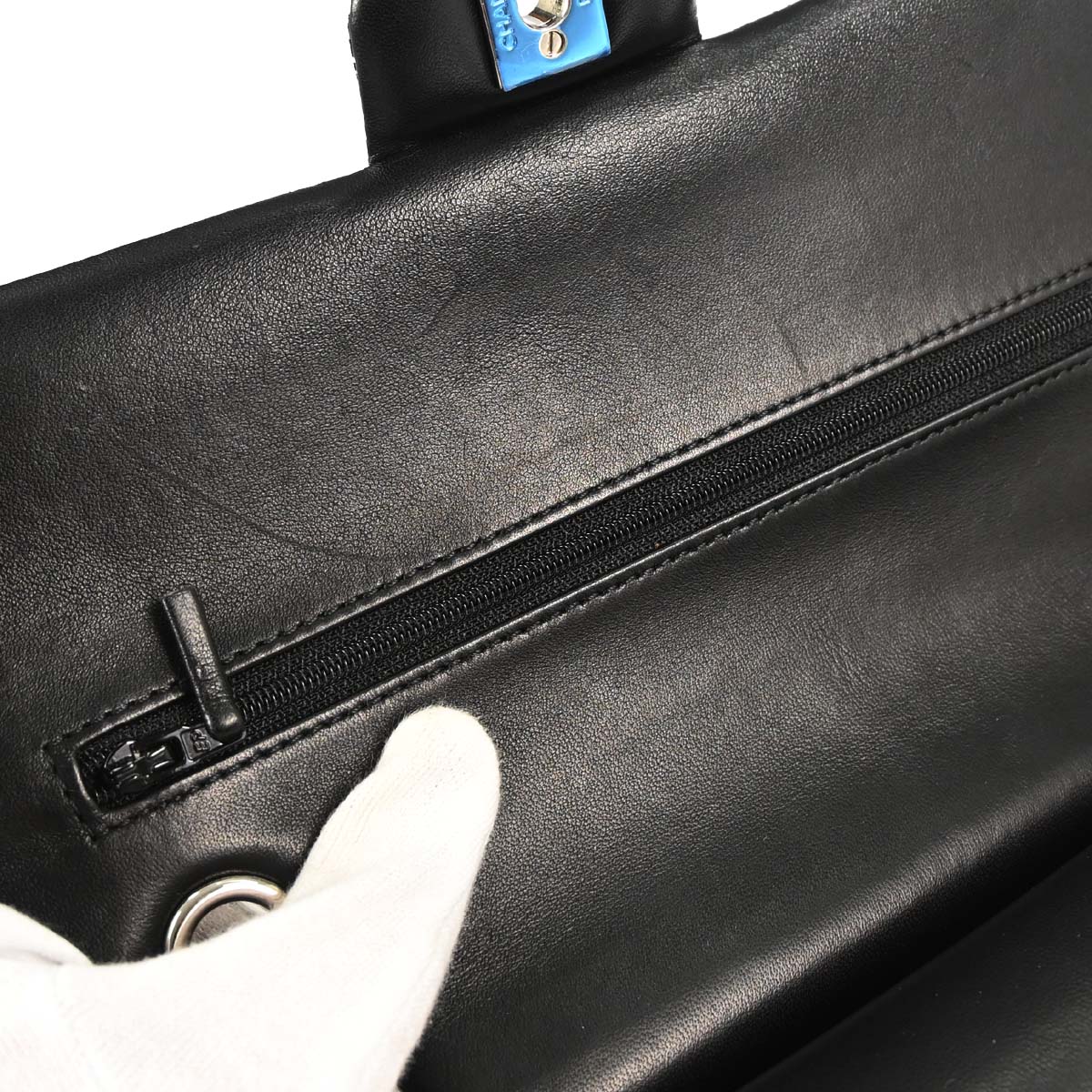 Chanel 2016-2017 Black Satin Airline Medium Classic Double Flap Shoulder Bag