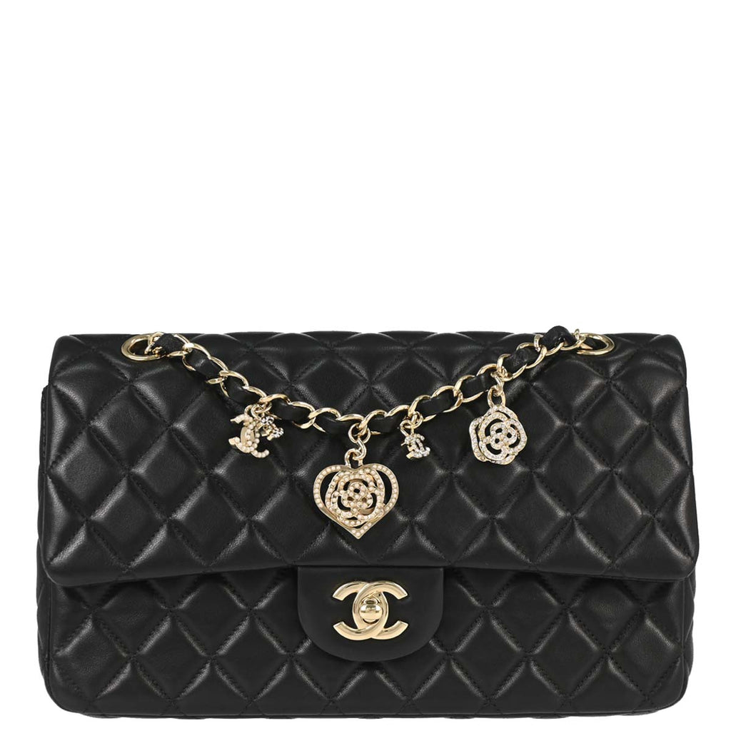 Chanel Black Lambskin Valentine Single Flap Shoulder Bag