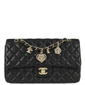 Chanel Black Lambskin Valentine Single Flap Shoulder Bag