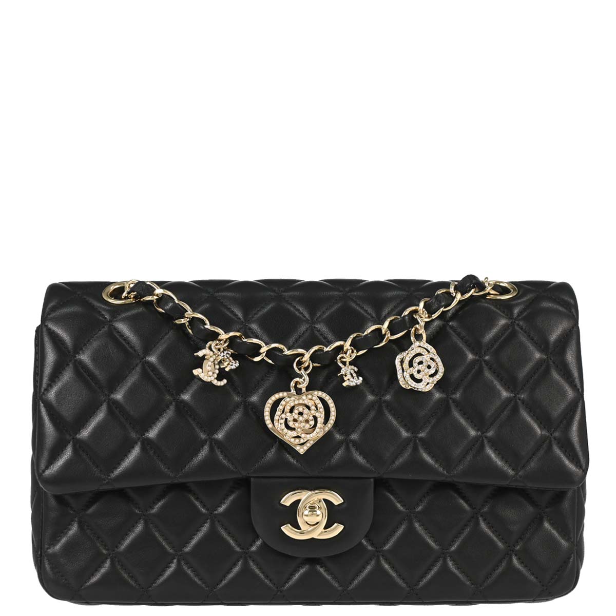 Chanel Black Lambskin Valentine Single Flap Shoulder Bag