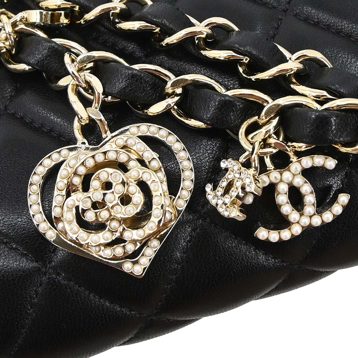 Chanel Black Lambskin Valentine Single Flap Shoulder Bag