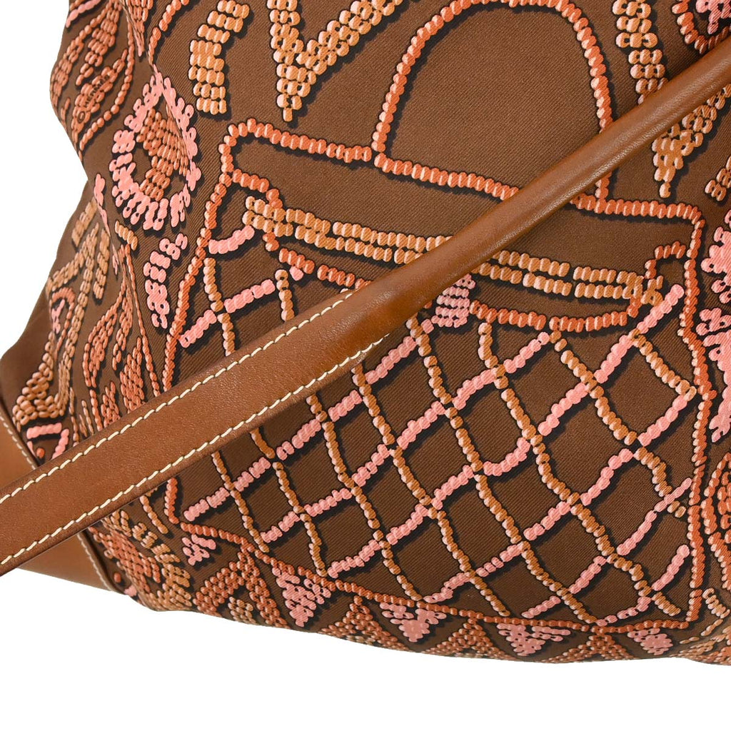 Hermes Brown Silk Barenia Silky City PM Kelly en Perles Shoulder Bag