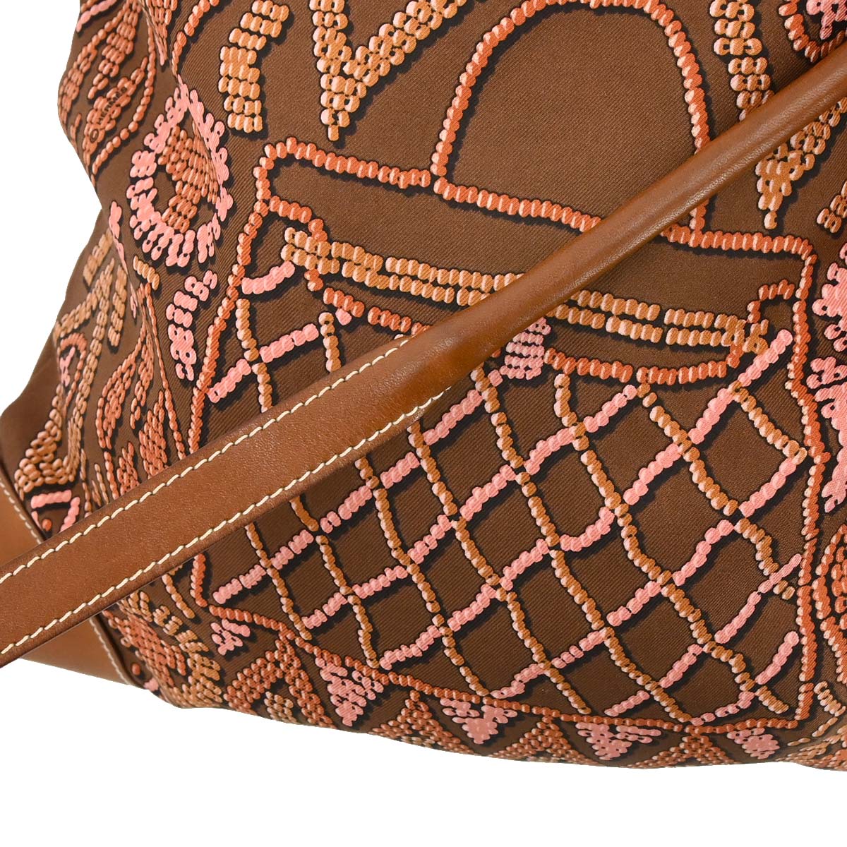 Hermes Brown Silk Barenia Silky City PM Kelly en Perles Shoulder Bag