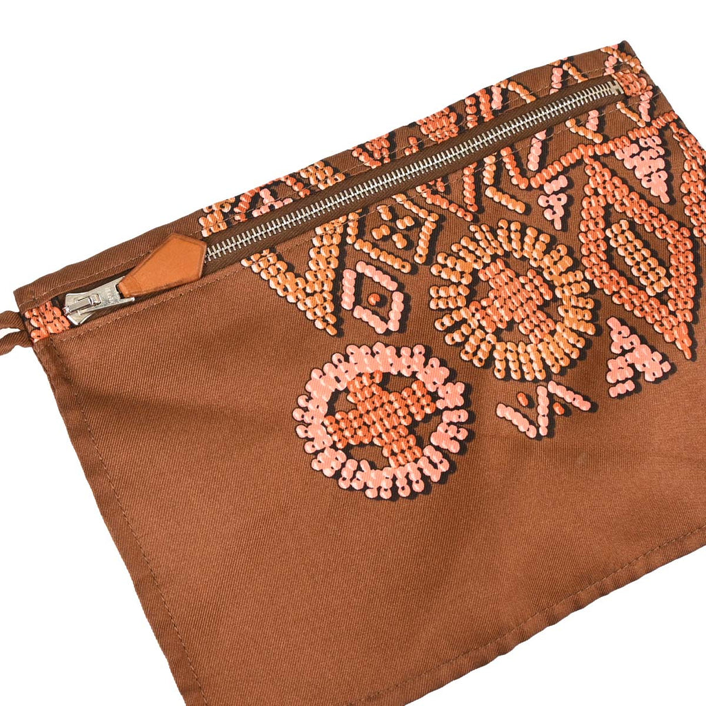 Hermes Brown Silk Barenia Silky City PM Kelly en Perles Shoulder Bag