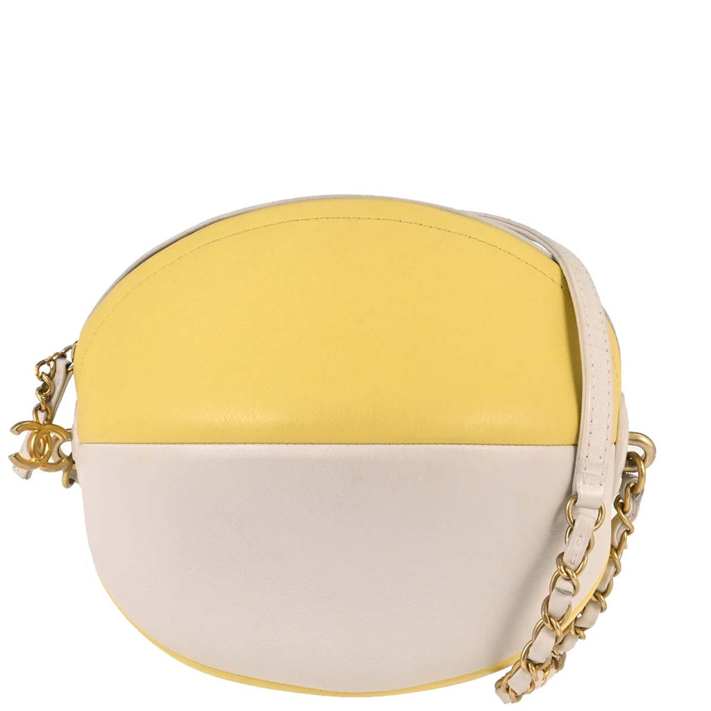 Chanel 2019 White Yellow Calfskin Coco Beach Ball Shoulder Bag