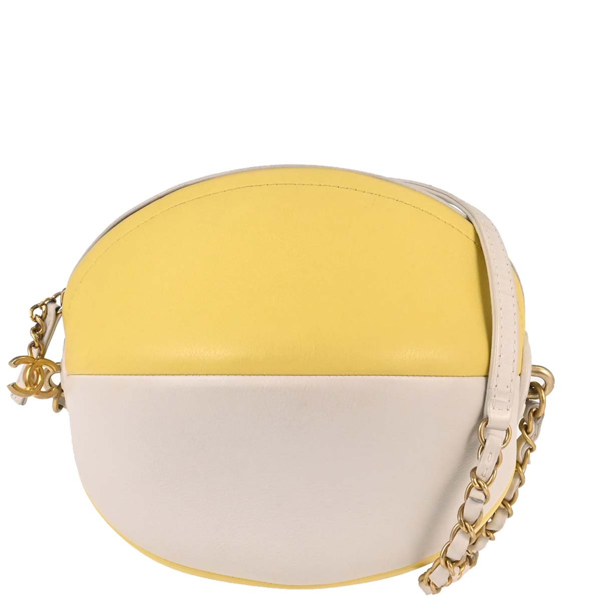 Chanel 2019 White Yellow Calfskin Coco Beach Ball Shoulder Bag