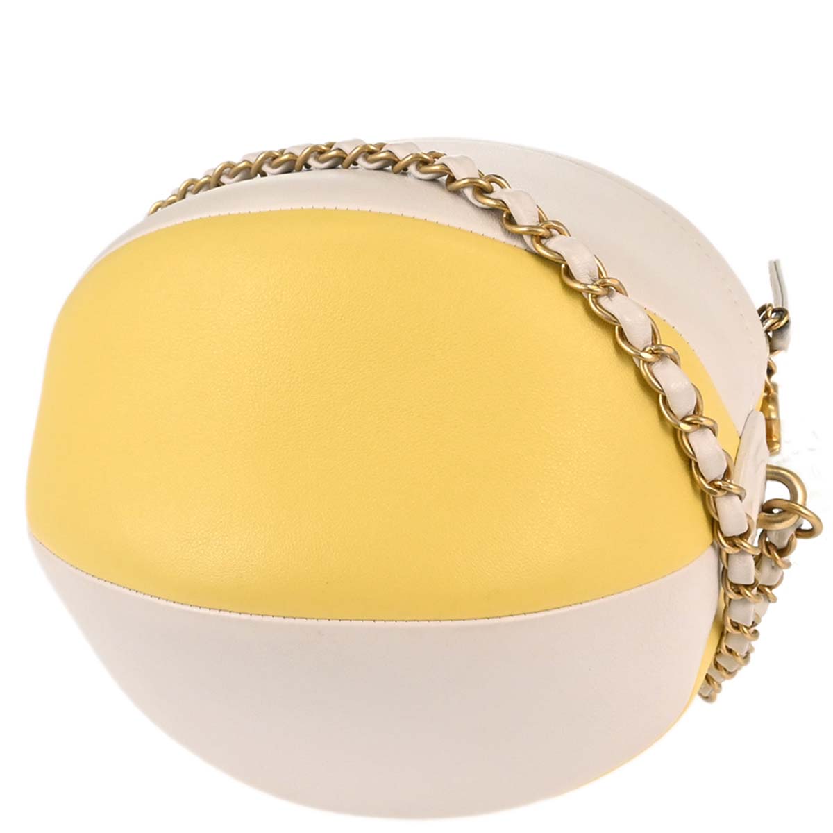 Chanel 2019 White Yellow Calfskin Coco Beach Ball Shoulder Bag