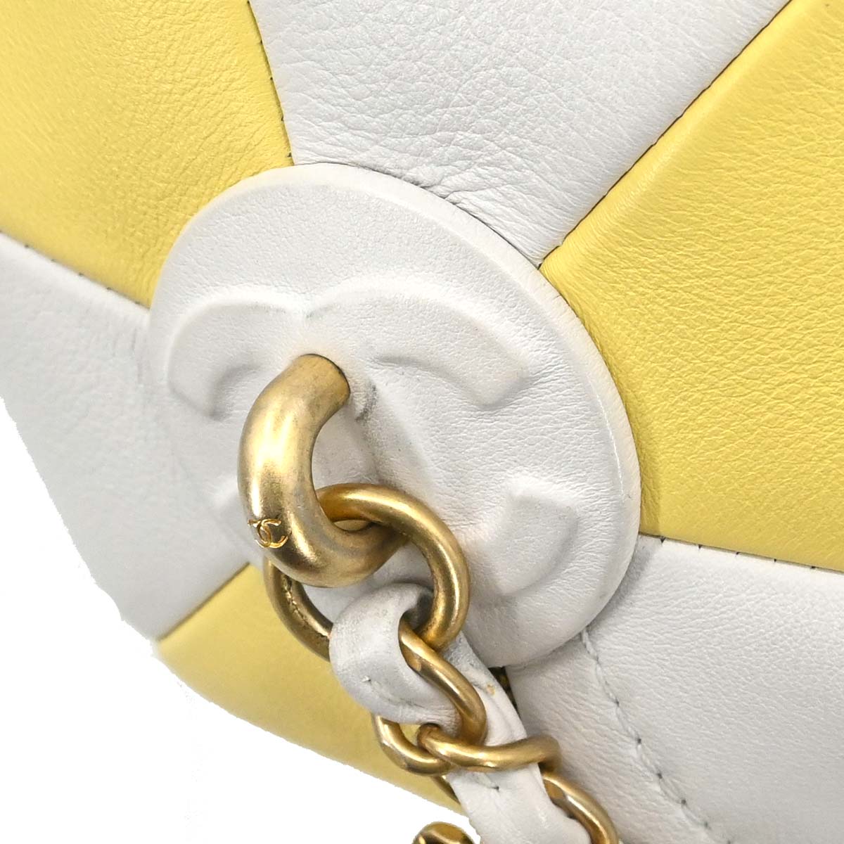 Chanel 2019 White Yellow Calfskin Coco Beach Ball Shoulder Bag