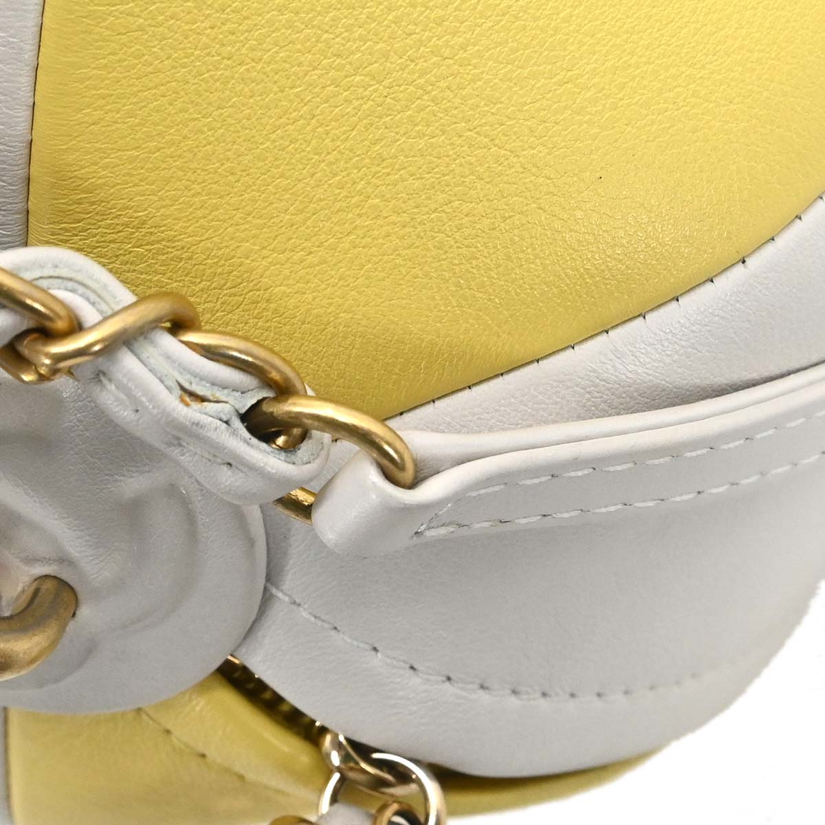 Chanel 2019 White Yellow Calfskin Coco Beach Ball Shoulder Bag