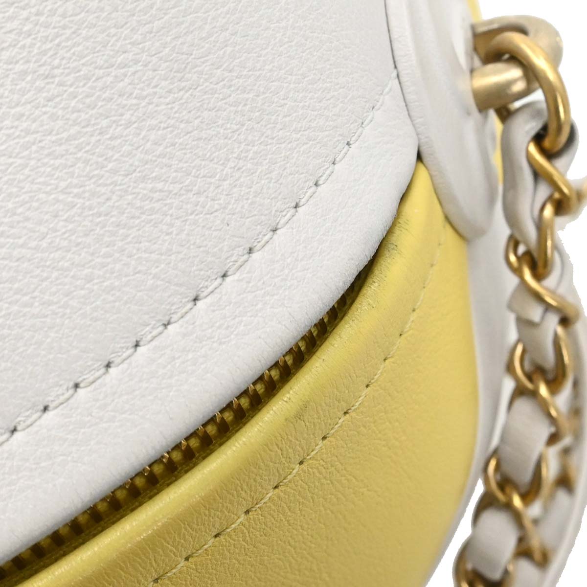 Chanel 2019 White Yellow Calfskin Coco Beach Ball Shoulder Bag