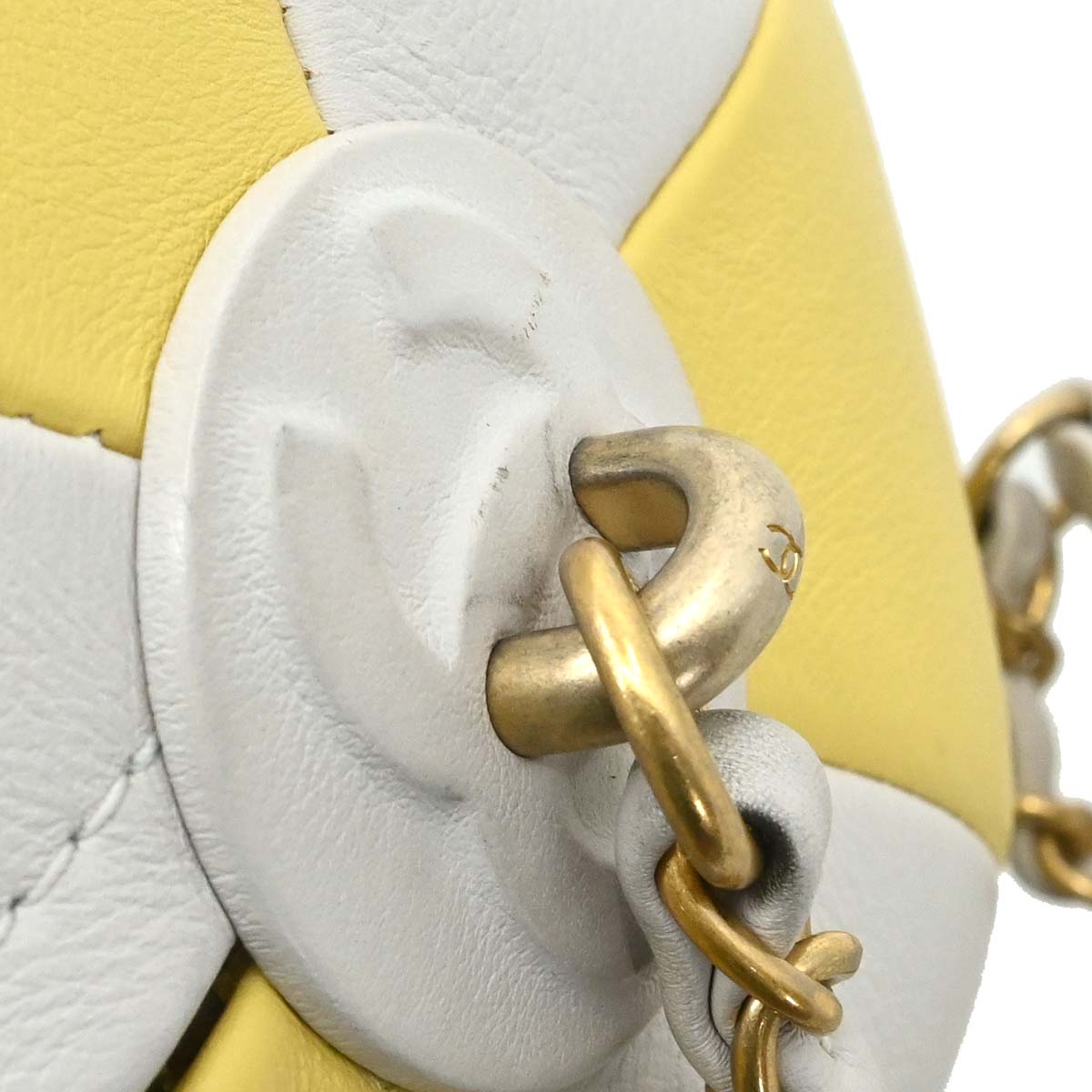 Chanel 2019 White Yellow Calfskin Coco Beach Ball Shoulder Bag