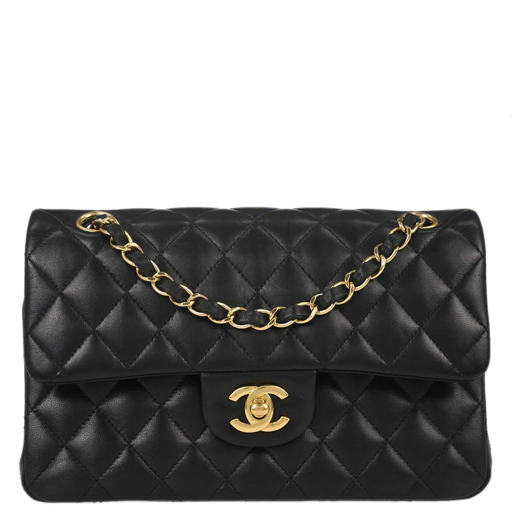 Chanel Black Lambskin Small Classic Double Flap Shoulder Bag