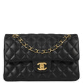 Chanel Black Lambskin Small Classic Double Flap Shoulder Bag