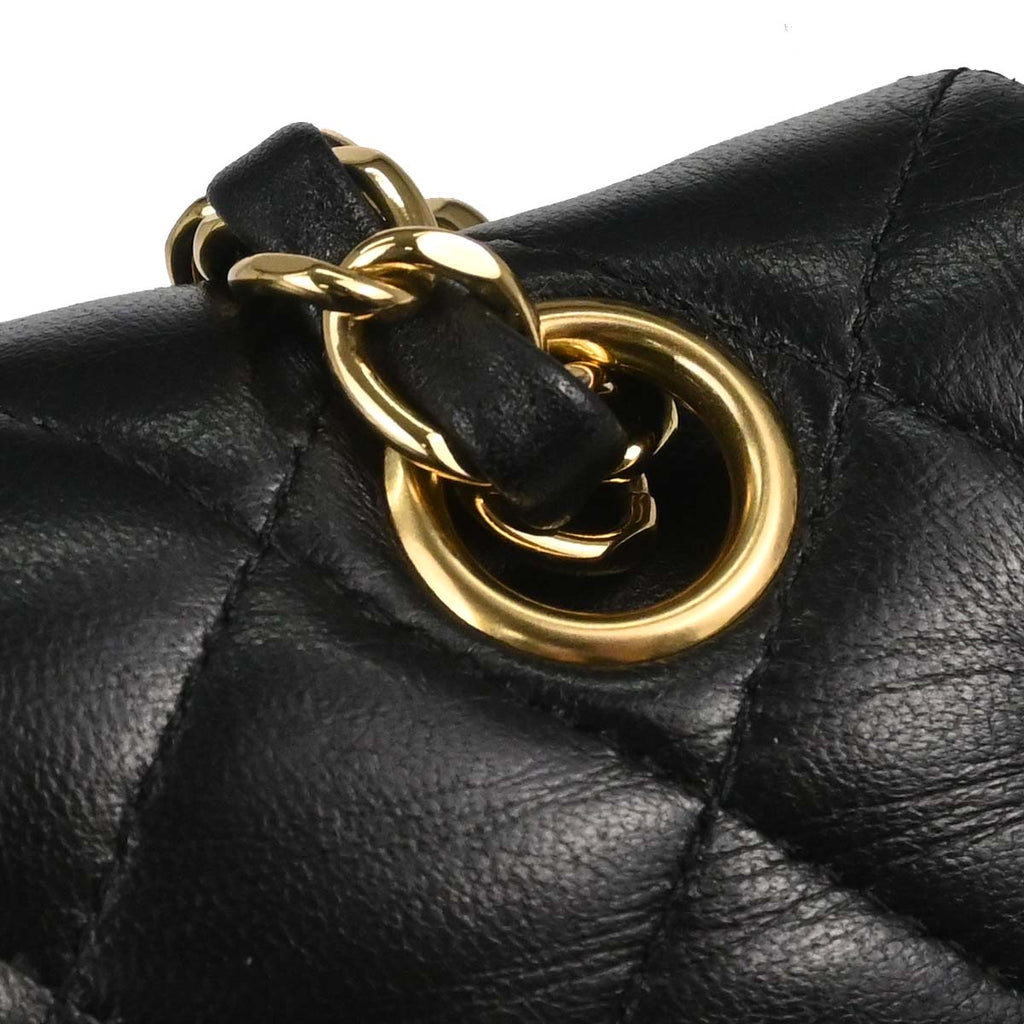 Chanel Black Lambskin Small Classic Double Flap Shoulder Bag