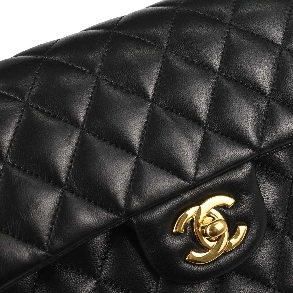 Chanel Black Lambskin Small Classic Double Flap Shoulder Bag