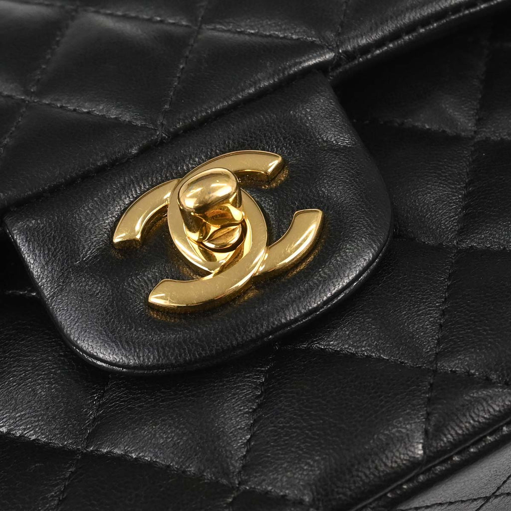 Chanel Black Lambskin Small Classic Double Flap Shoulder Bag