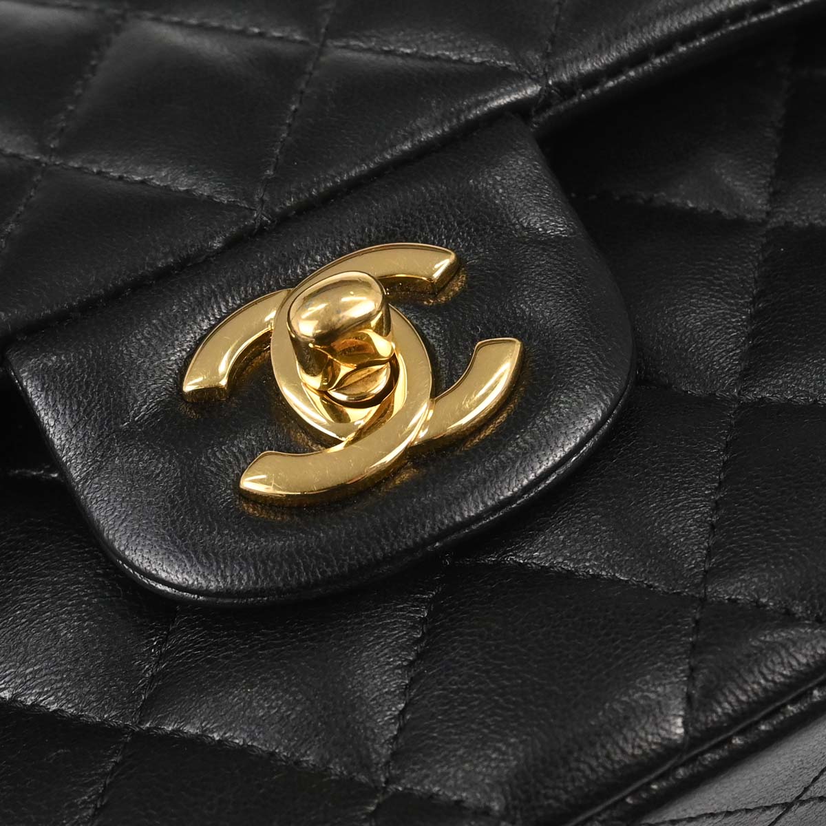 Chanel Black Lambskin Small Classic Double Flap Shoulder Bag