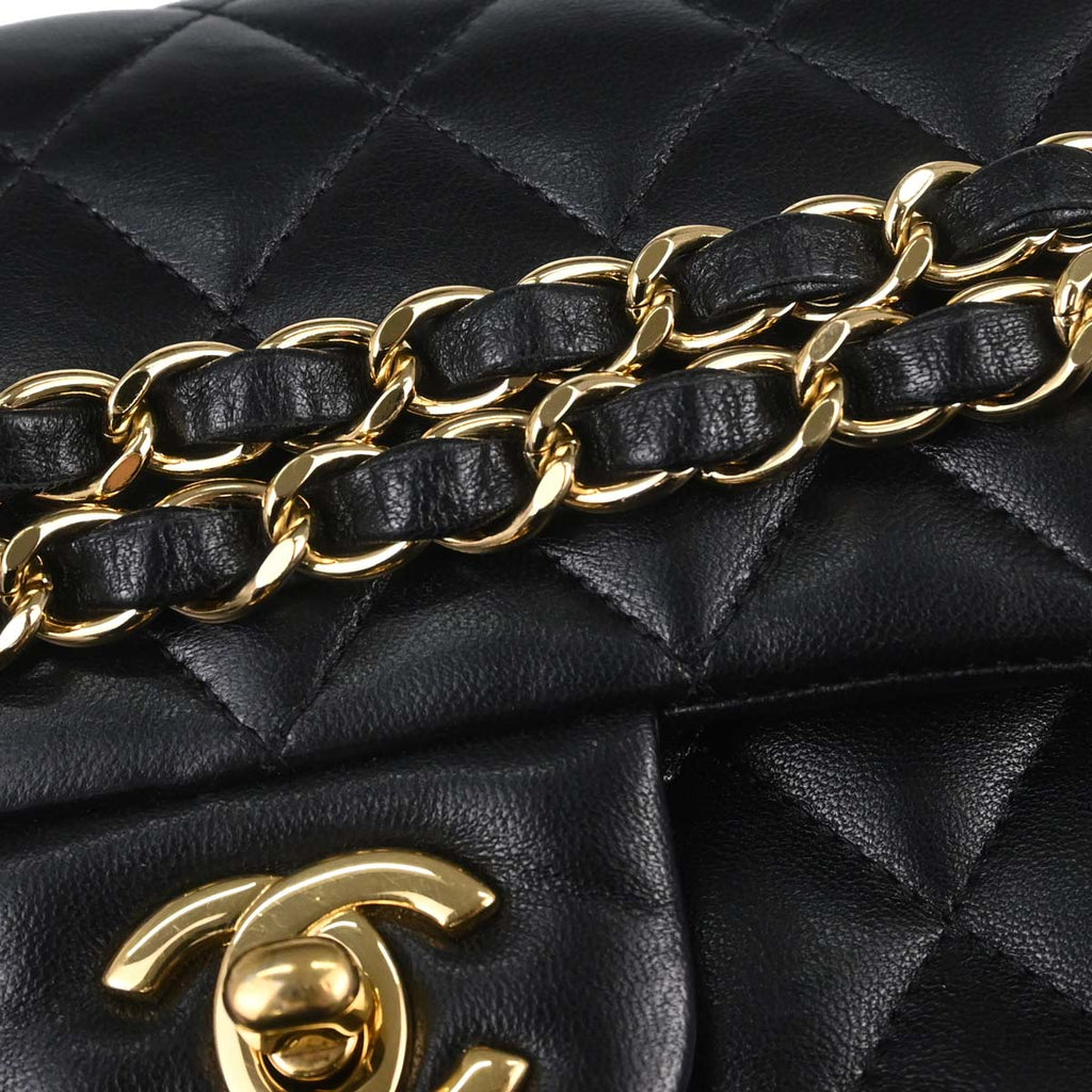 Chanel Black Lambskin Small Classic Double Flap Shoulder Bag