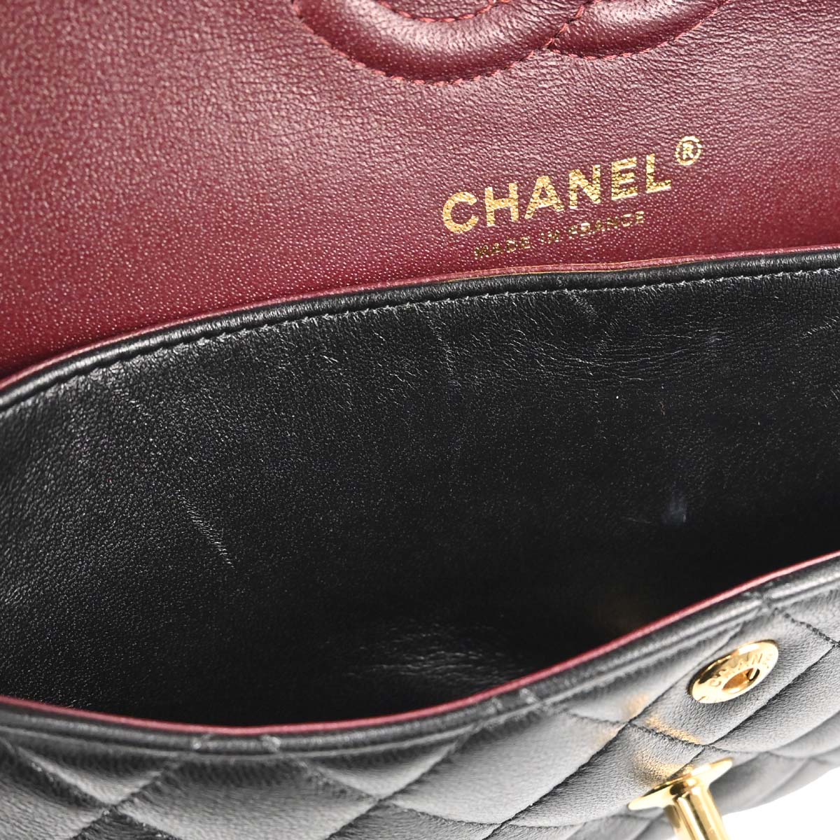 Chanel Black Lambskin Small Classic Double Flap Shoulder Bag