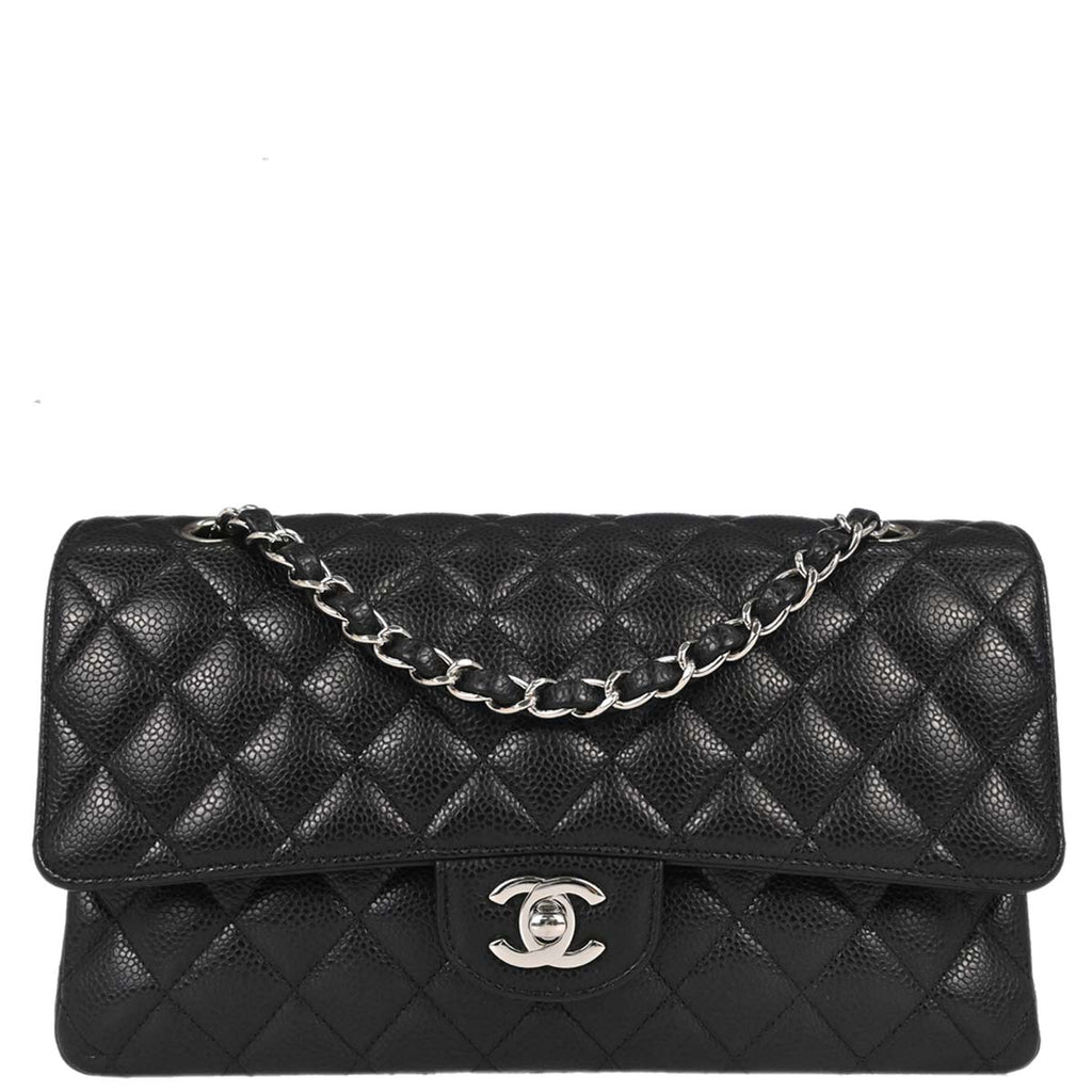 Chanel Black Caviar Skin Medium Classic Double Flap Shoulder Bag