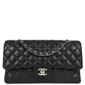 Chanel Black Caviar Skin Medium Classic Double Flap Shoulder Bag