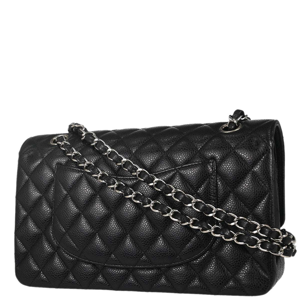 Chanel Black Caviar Skin Medium Classic Double Flap Shoulder Bag