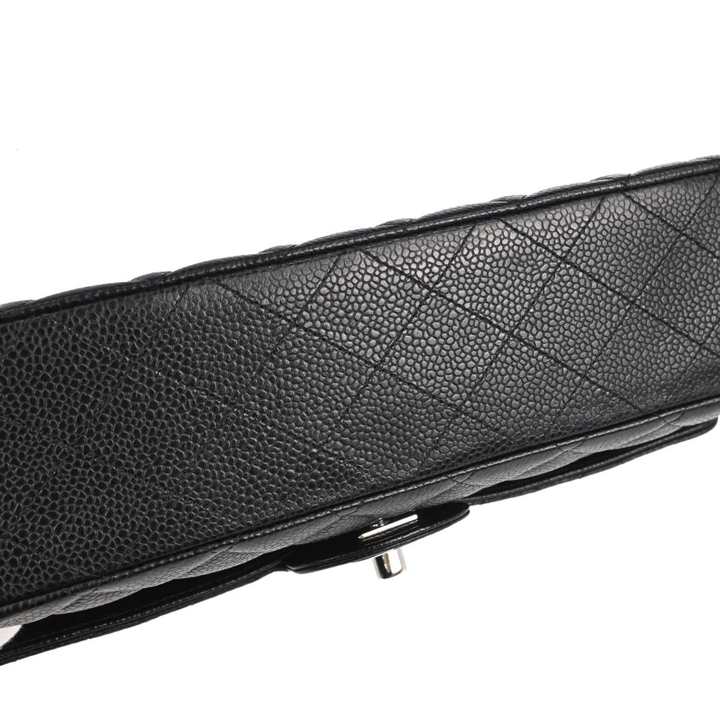 Chanel Black Caviar Skin Medium Classic Double Flap Shoulder Bag
