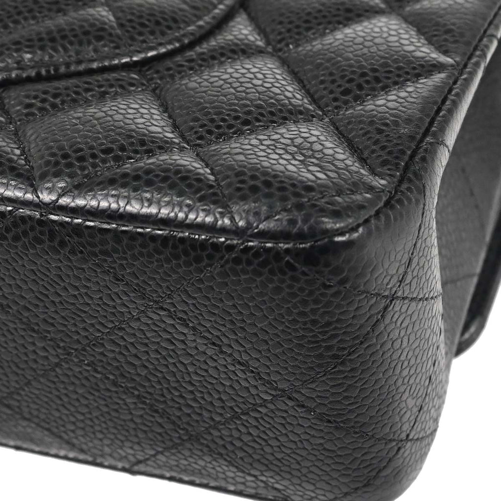 Chanel Black Caviar Skin Medium Classic Double Flap Shoulder Bag